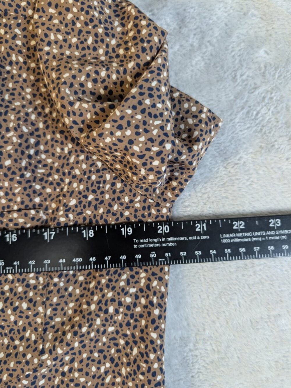 Vintage Country Sophisticates Brown Dainty Print Short Sleeve Button 8P Top - Picture 9 of 11